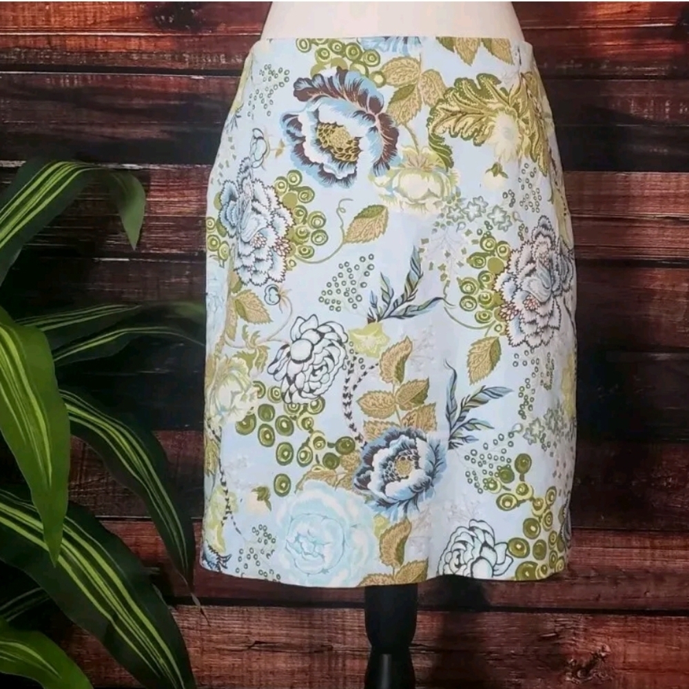 Floral Patterned Skirt - Blue and Green